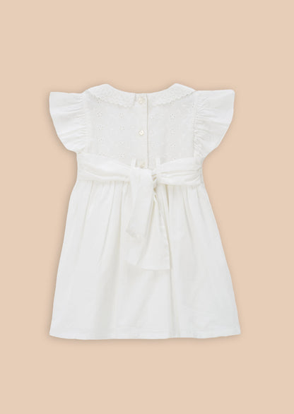 Molly Ivory Embroidered Collar Dress