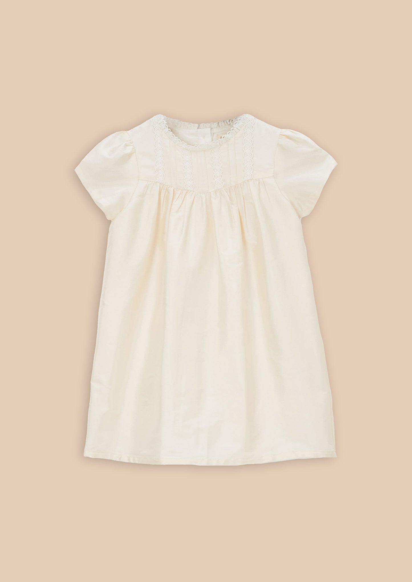 Sofia Ivory Tafetta Lace Trim Dress