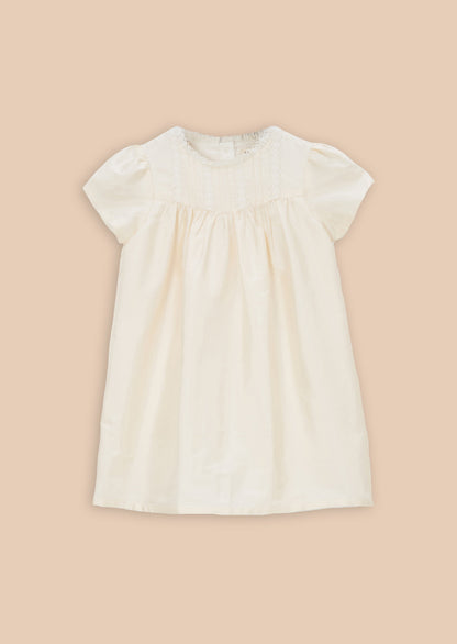 Sofia Ivory Tafetta Lace Trim Dress