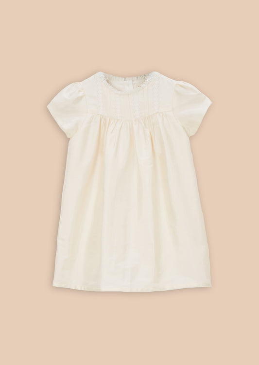 Sofia Ivory Tafetta Lace Trim Dress