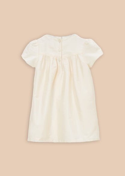 Sofia Ivory Tafetta Lace Trim Dress