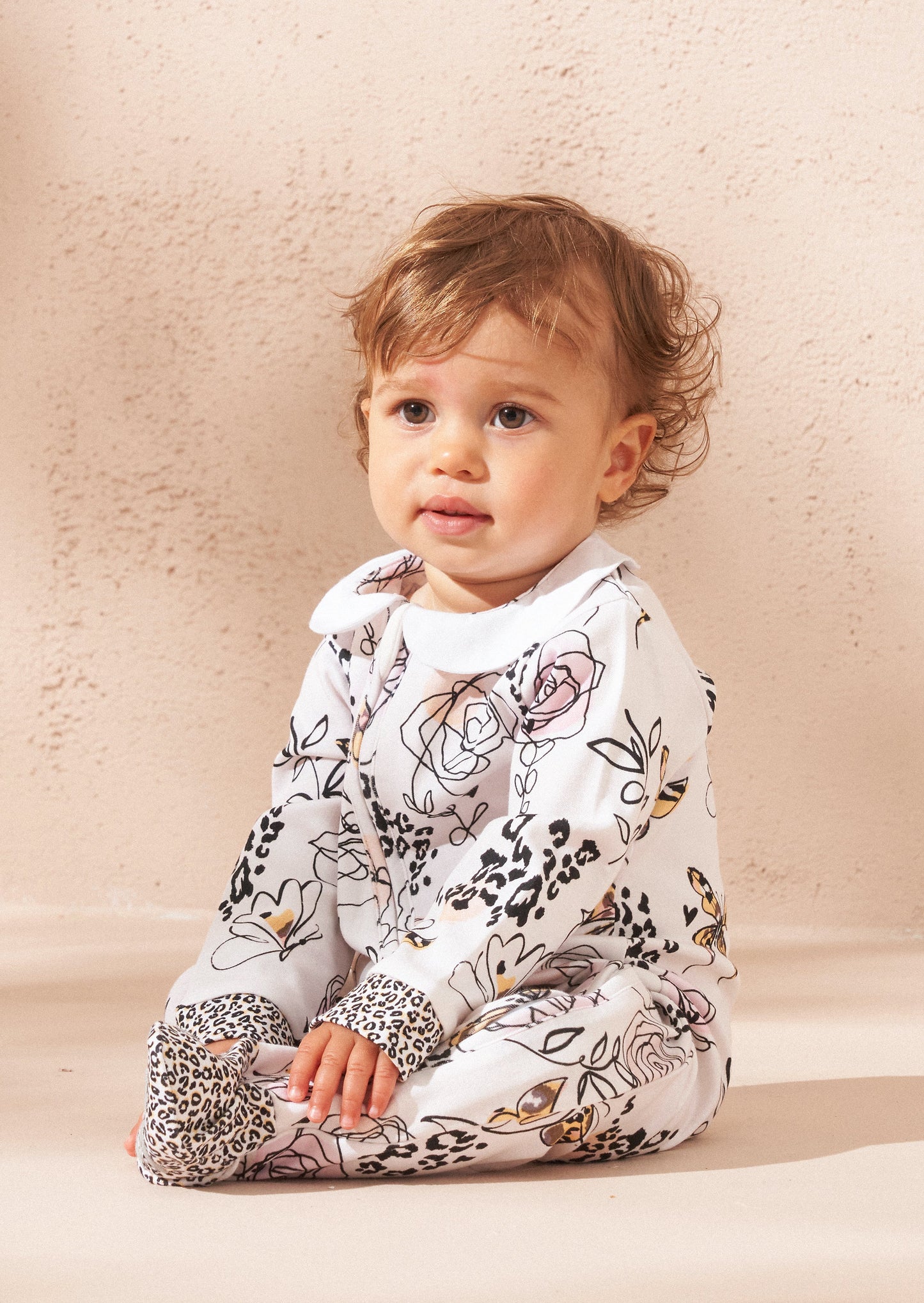 Lyra Ecru Butterfly Print Babygrow and Headband
