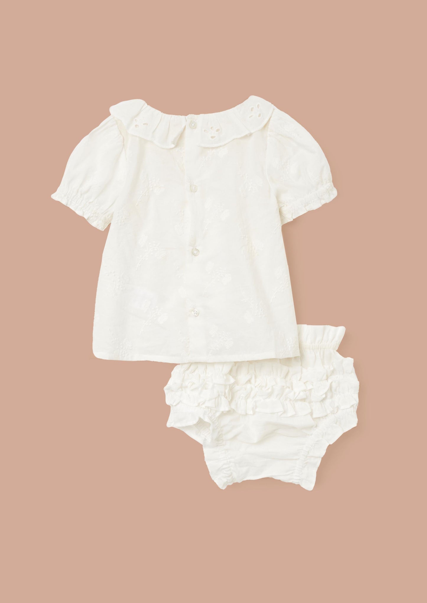 Cotton Baby Girl Ivory Embroidered Tunic And Bloomer