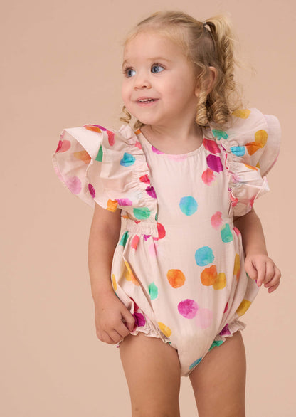 Baby Girl Multi Rainbow Spot Romper