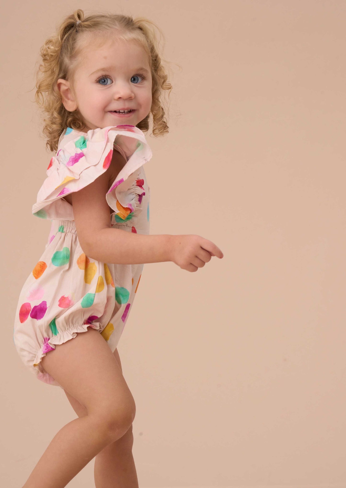 Printed Baby Girl Multi Rainbow Spot Romper