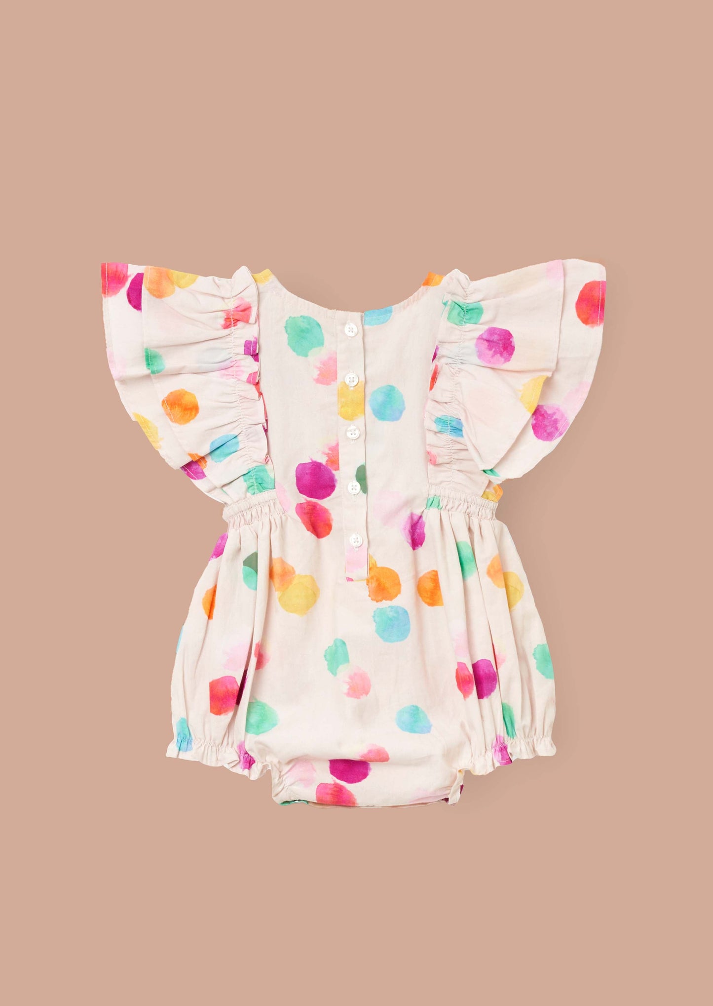 Printed Baby Girl Multi Rainbow Spot Romper