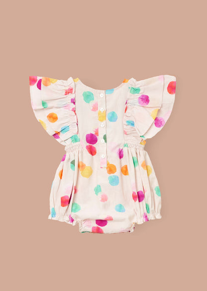 Printed Baby Girl Multi Rainbow Spot Romper