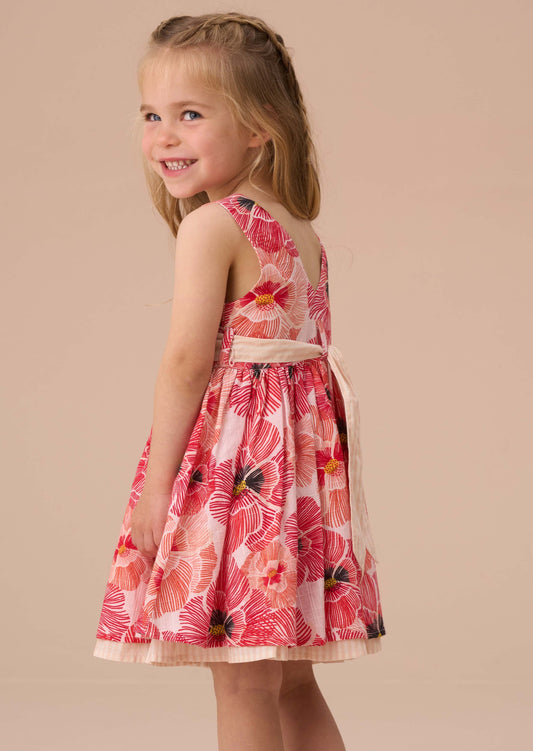 Maxi Girls Coral Tie Waist Dress And Bloomer