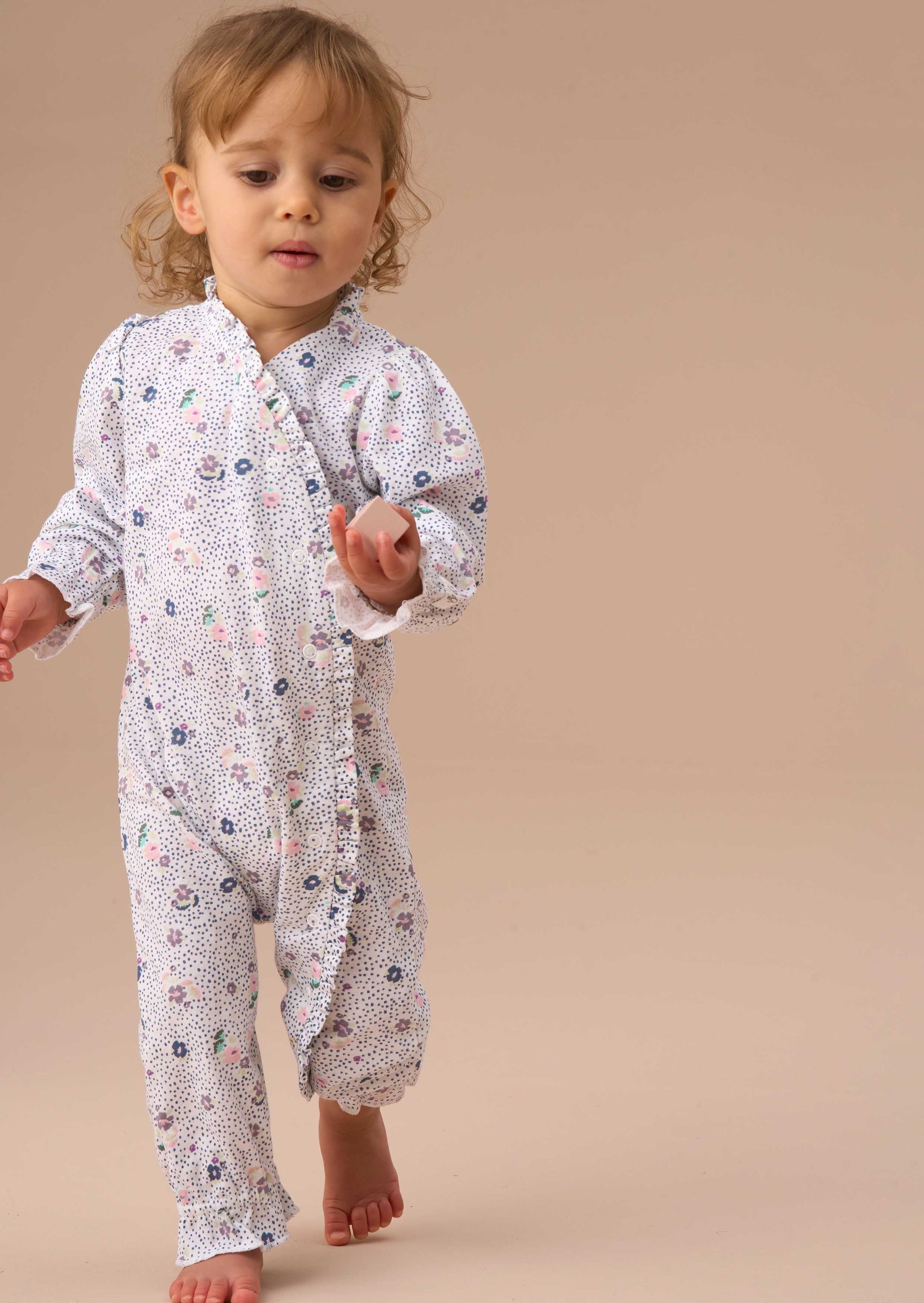 Blue Spot New Born Floral Print Babygrow & Headband