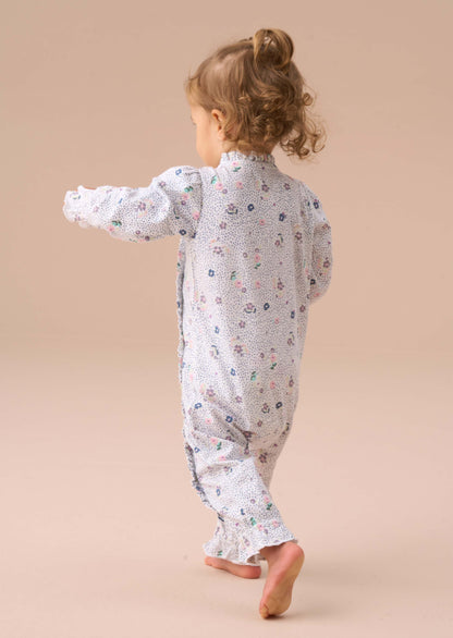 Online New Born Blue Spot Floral Print Babygrow & Headband