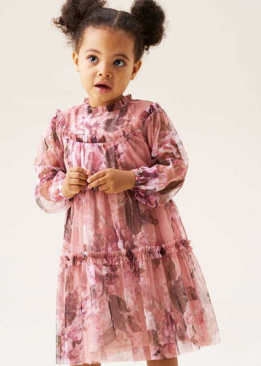 mini girl floral print mesh dress