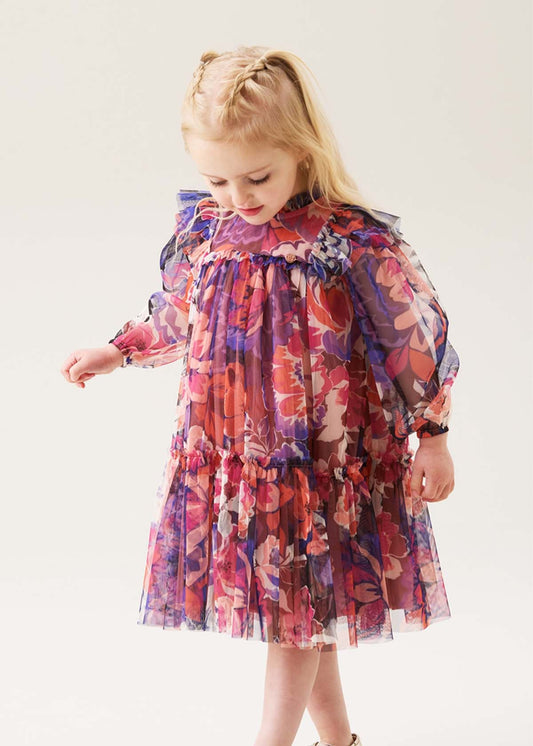 Baby girl Floral Print Mesh Dress