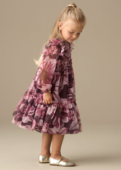 Bjy Online Girls Floral Print Mesh Dress