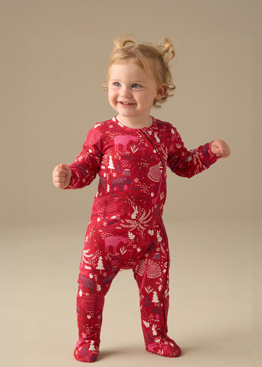 new born Burgandy Scandi Print Babygrow