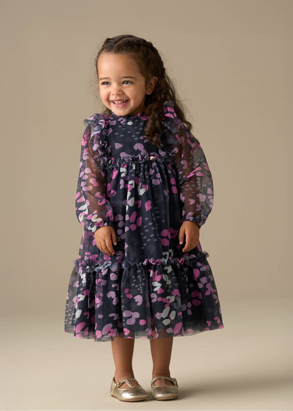 Girl Print Mesh Dress