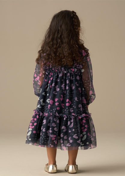 mini girl print mesh dress