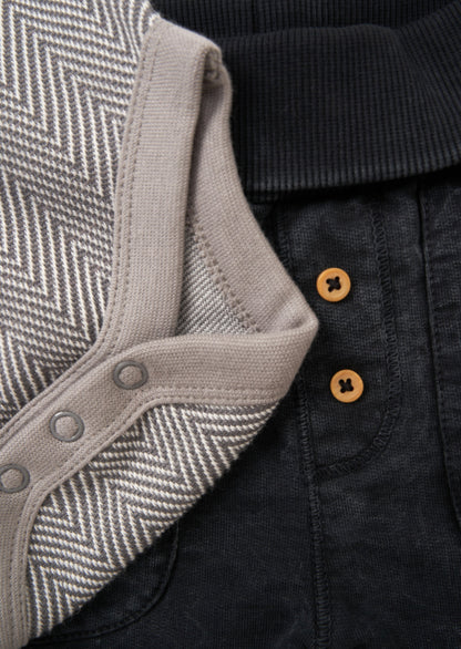 Herringbone Bodysuit & Jersey Jogger Set