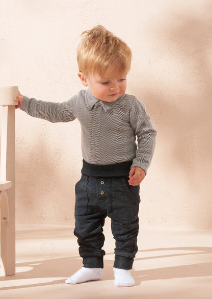 Herringbone Bodysuit & Jersey Jogger Set