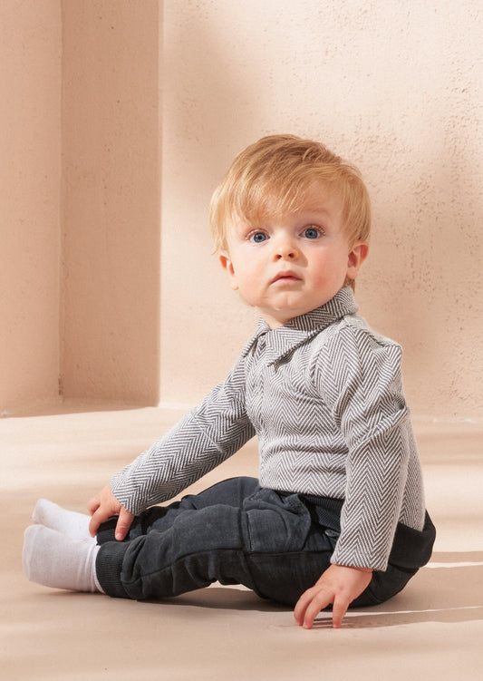 Herringbone Bodysuit & Jersey Jogger Set