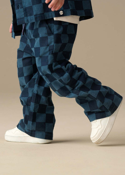 cotton boy cord check trouser