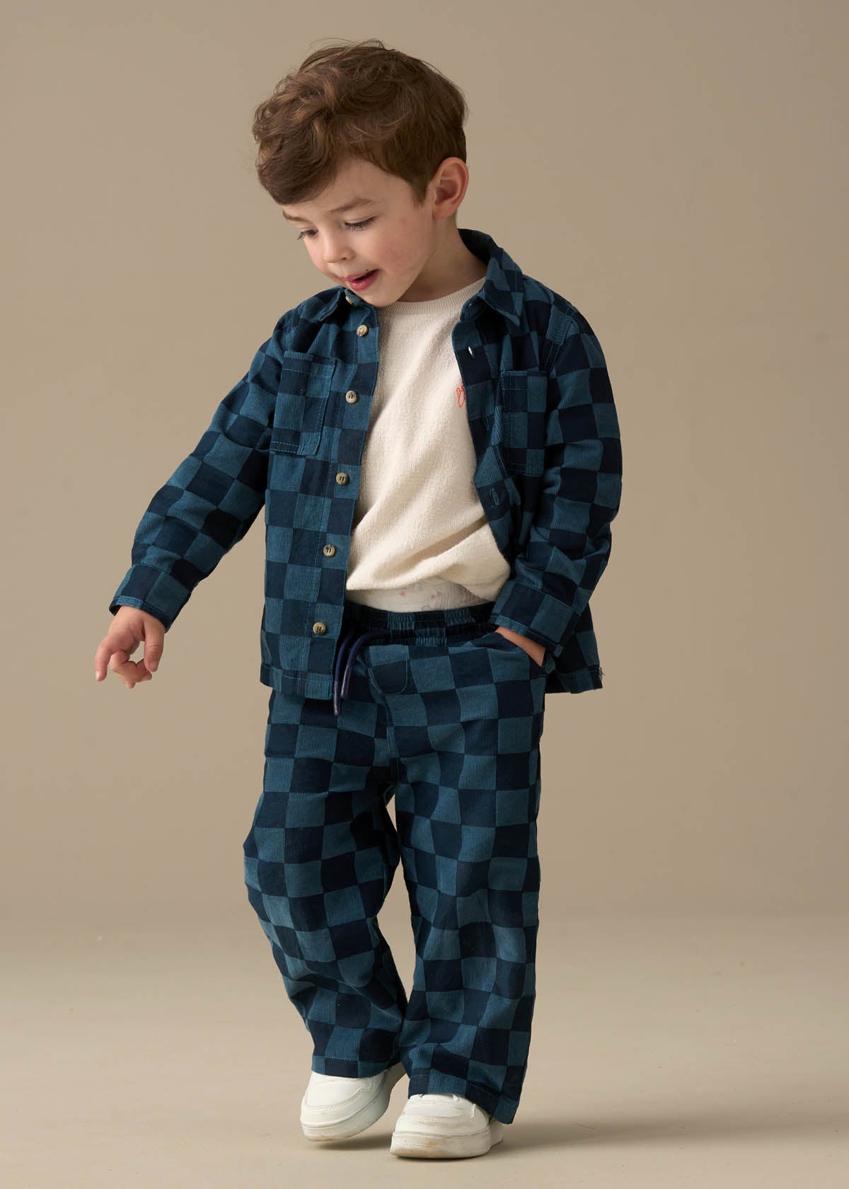 blue boy cord check trouser