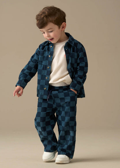 blue boy cord check trouser