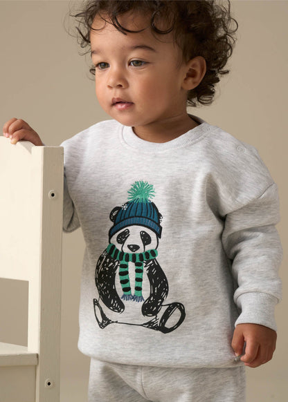long sleeve baby boy winter panda sweat and jogger