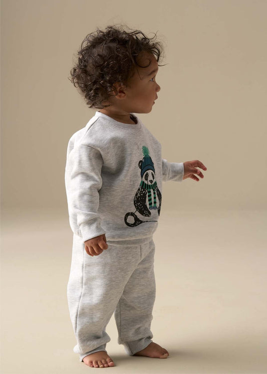 cotton baby boy winter panda sweat and jogger