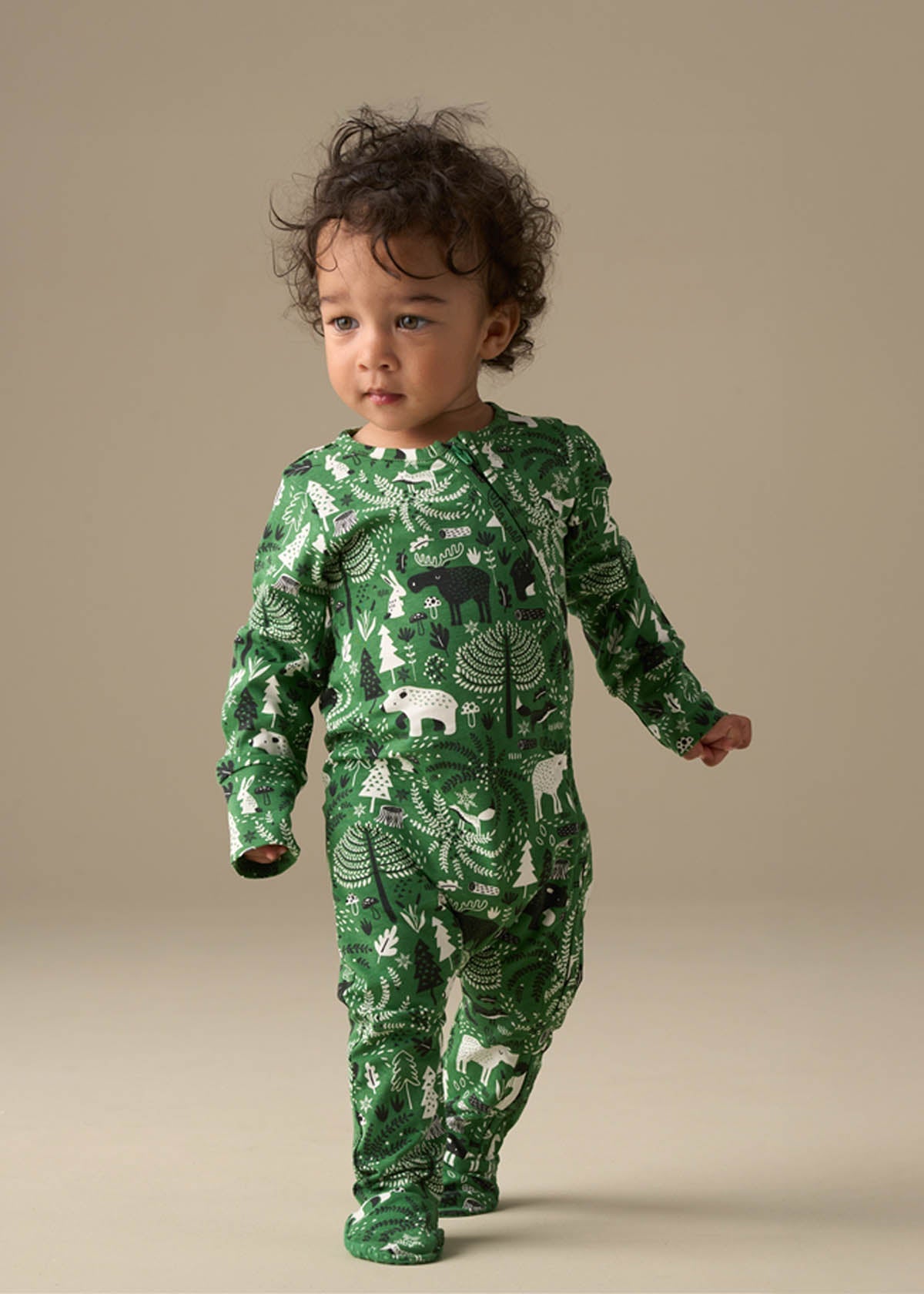 Baby Boy Green Scandi Print Babygrow