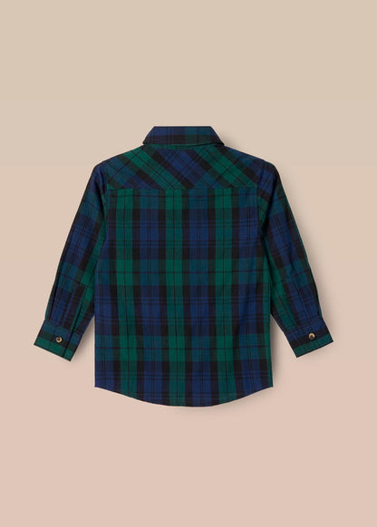 collared boys plaid shirt with bow tie