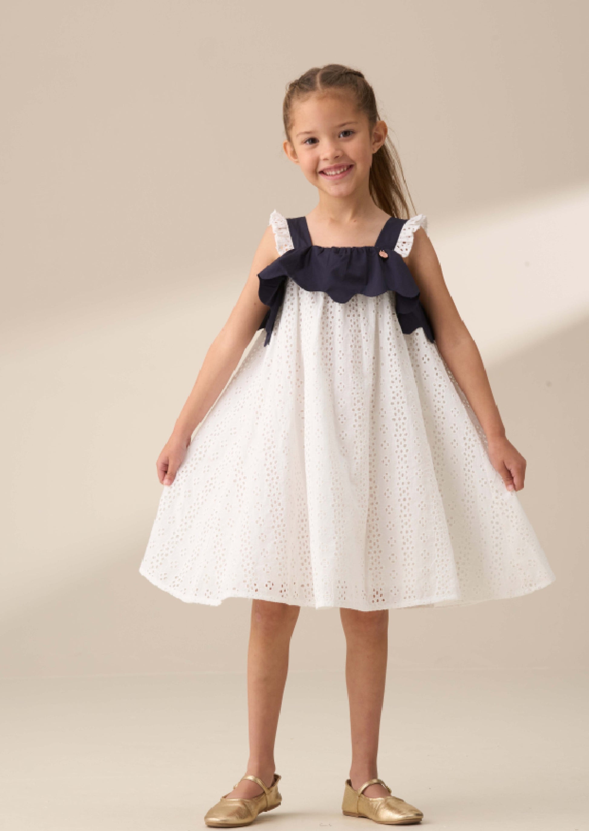 Maxi Girl White Broderie Panel Dress